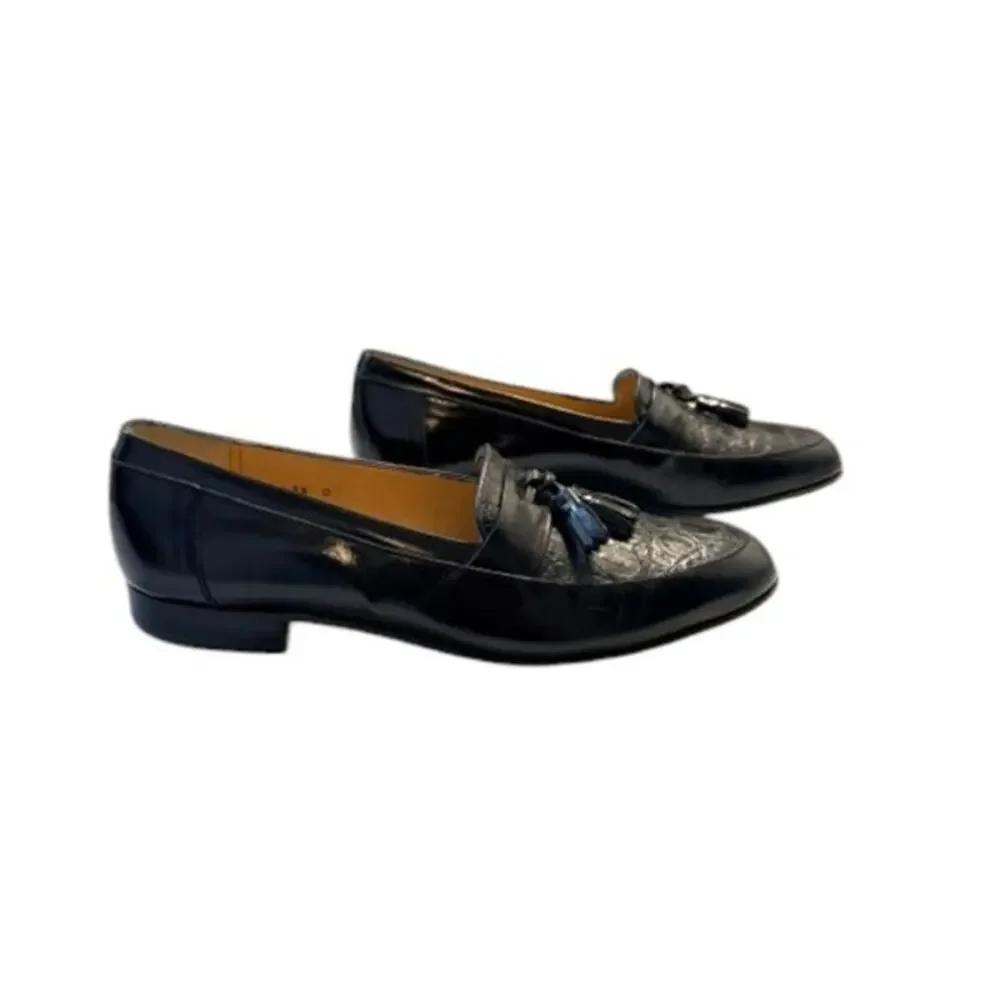Vintage Bally Lucio Genuine Crocodile Split Vamp Tassel Loafers 9.5D